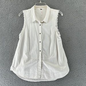 Free People Linen Blend‎ Boho Button Down Vest